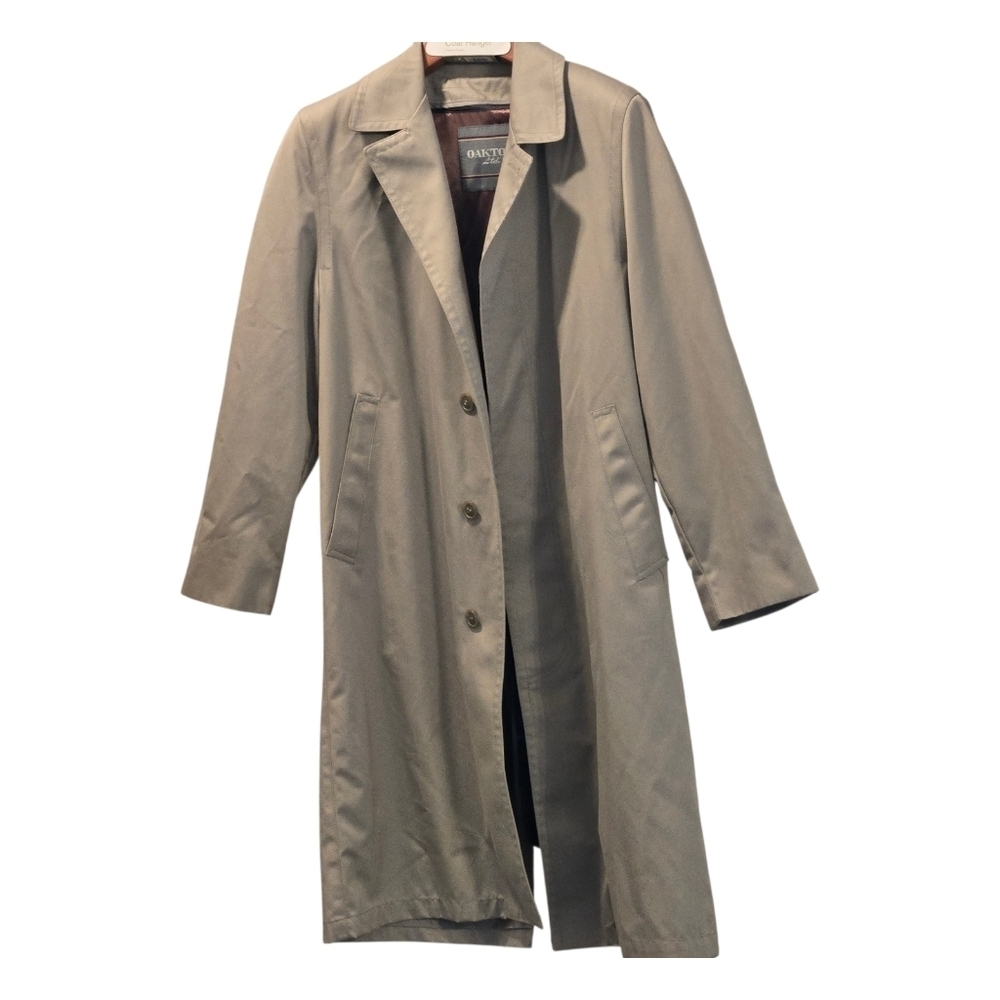 Oakton Ltd. Men's 38S Beige Trench Coat Classic Zip Out Liner Single Breasted - Picture 3 of 16
